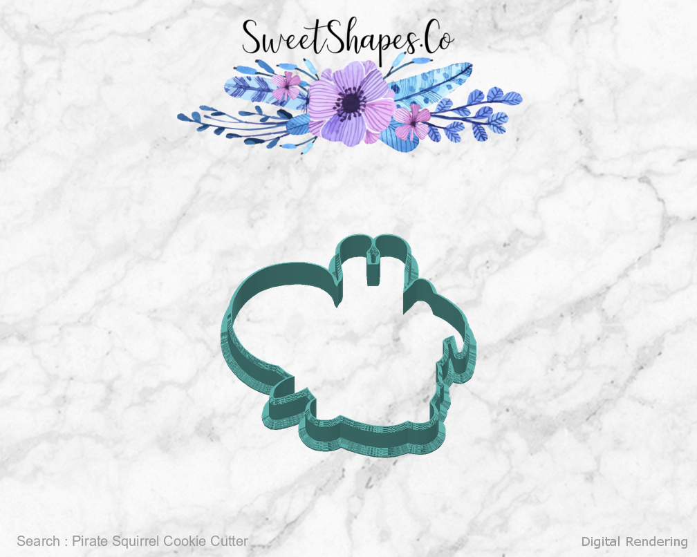 Pirate Squirrel Cookie Cutter — back view