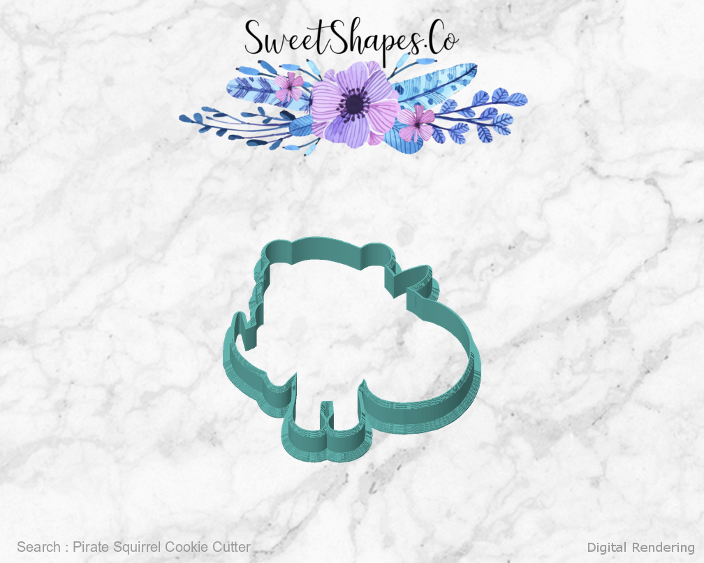 Pirate Squirrel Cookie Cutter — front view
