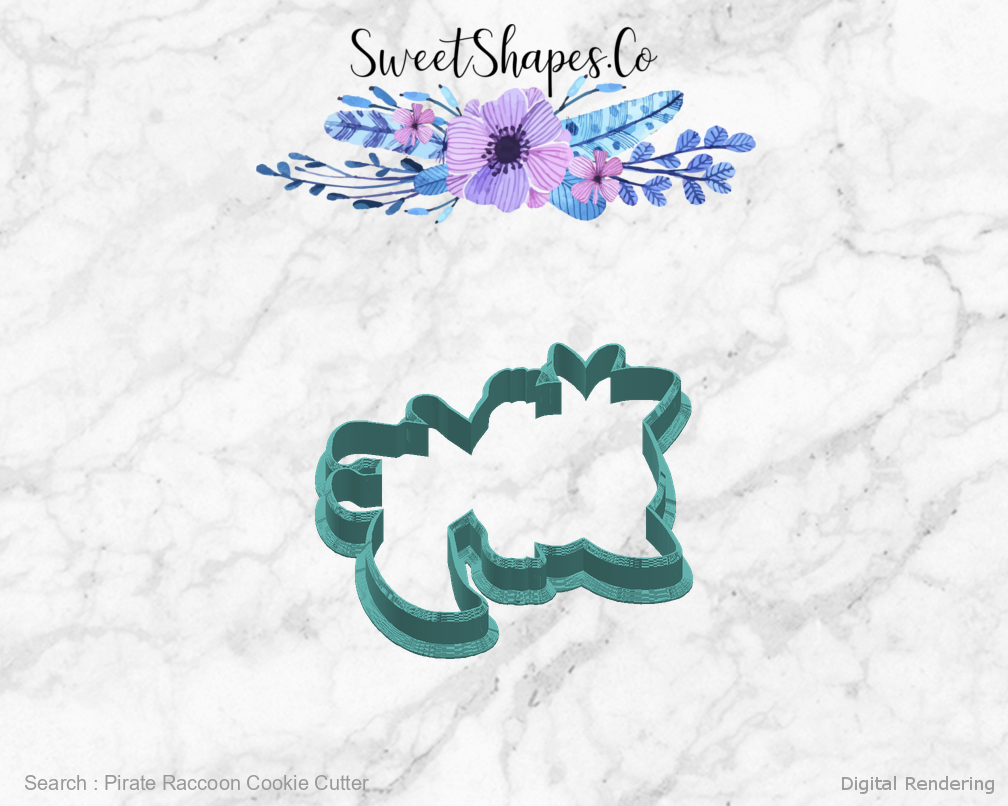 Pirate Raccoon Cookie Cutter — right view