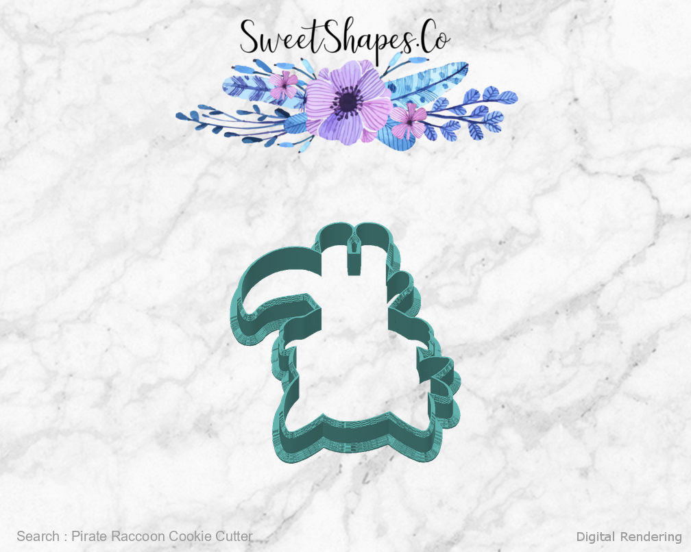 Pirate Raccoon Cookie Cutter — back view