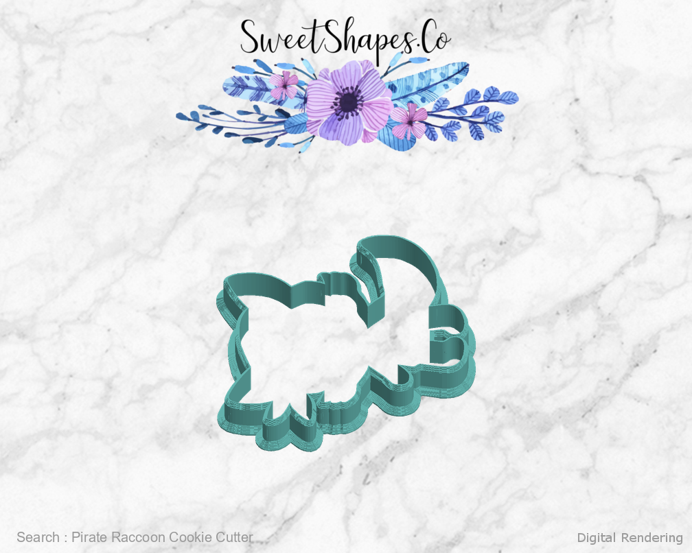 Pirate Raccoon Cookie Cutter — left view