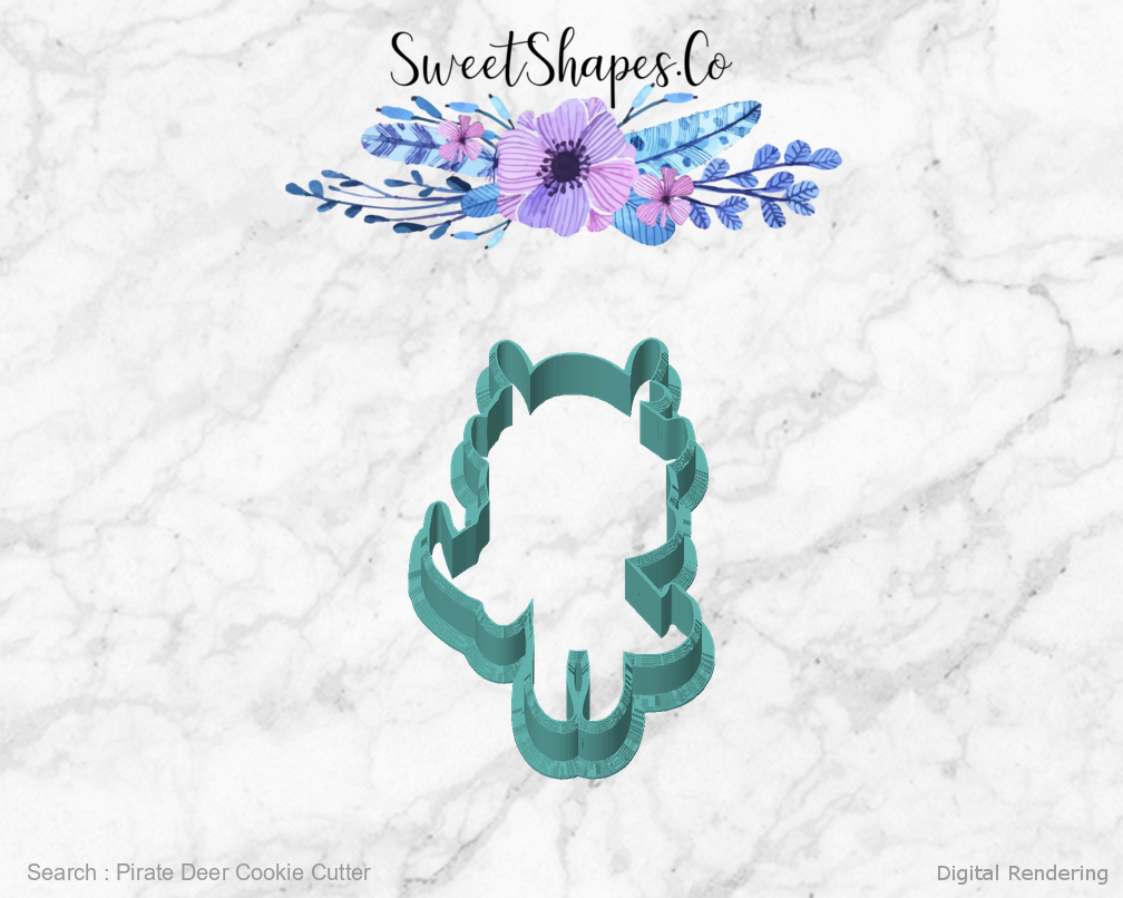 Pirate Deer Cookie Cutter — front view