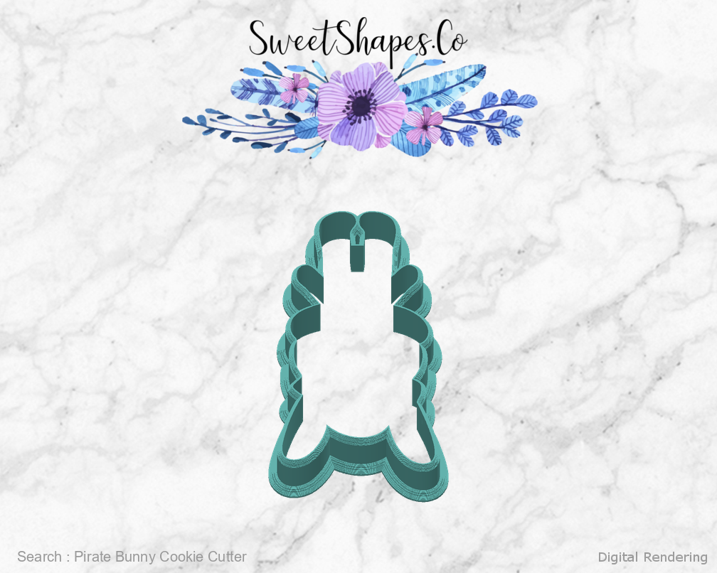 Pirate Bunny Cookie Cutter — back view