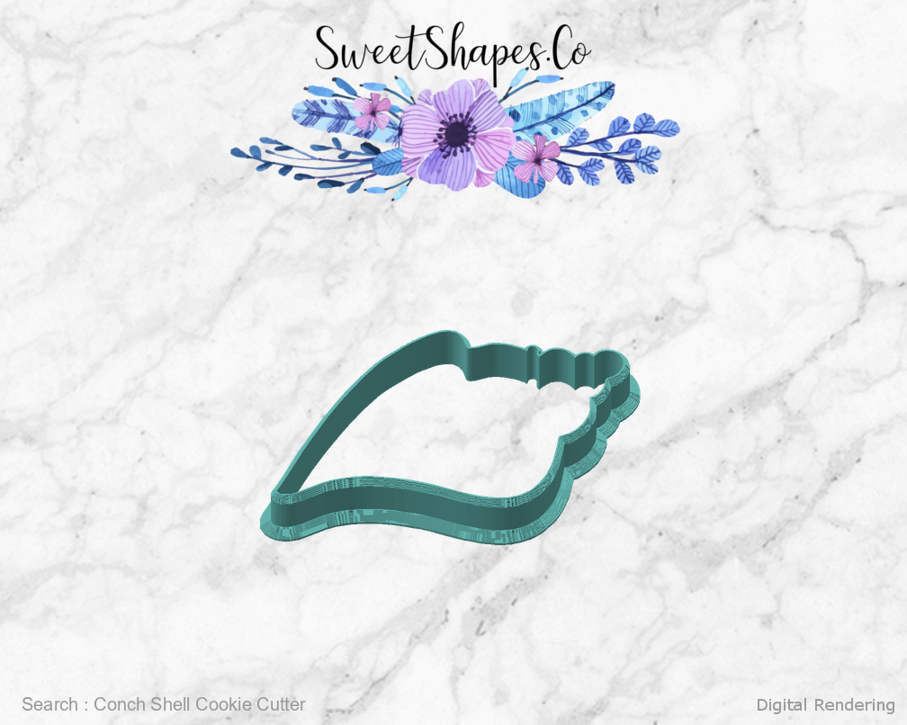 Conch Shell Cookie Cutter — angled front view