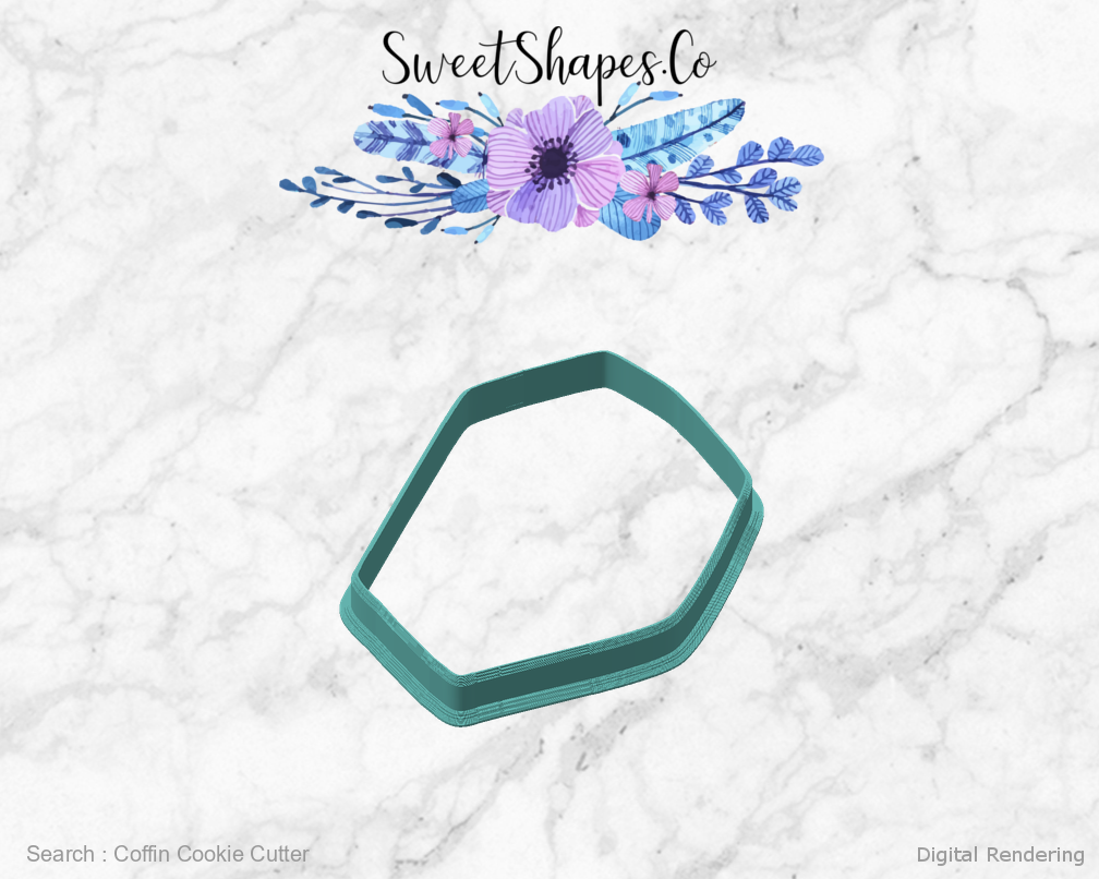 Coffin Cookie Cutter — angled front view