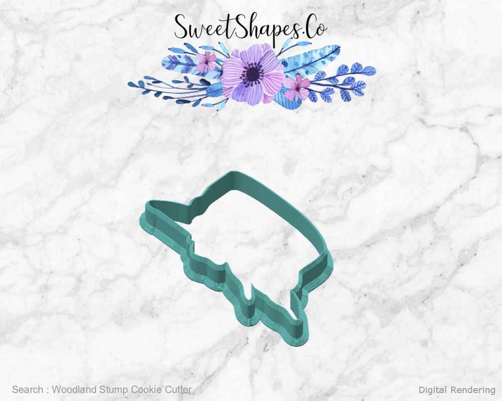 Woodland Stump Cookie Cutter — angled front view