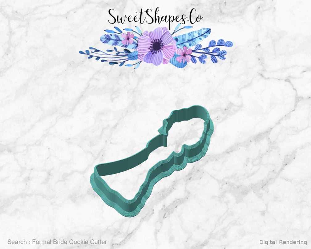 Formal Bride Cookie Cutter — angled front view