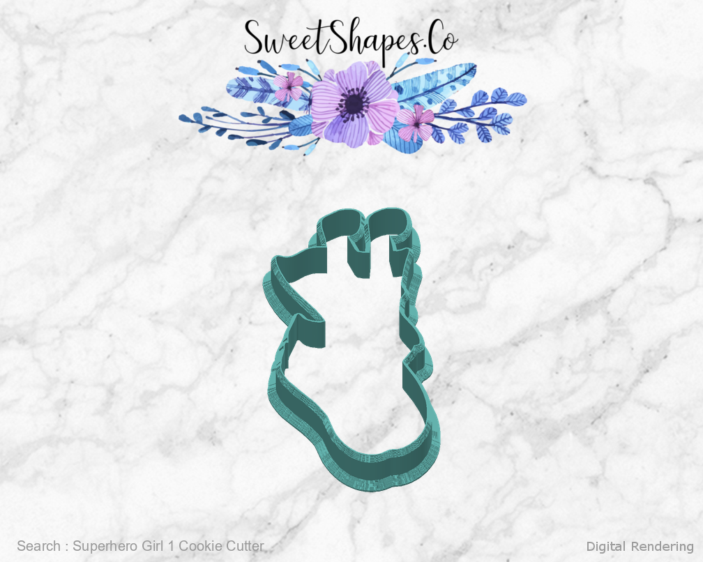Superhero Girl 1 Cookie Cutter — back view