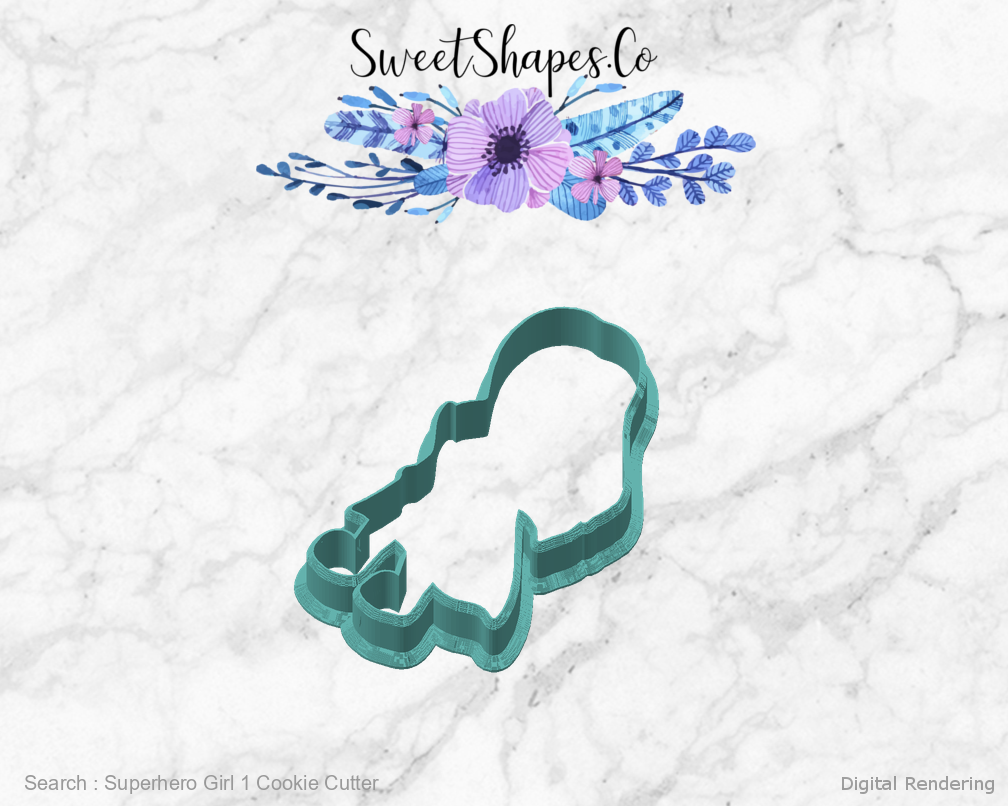 Superhero Girl 1 Cookie Cutter — angled front view