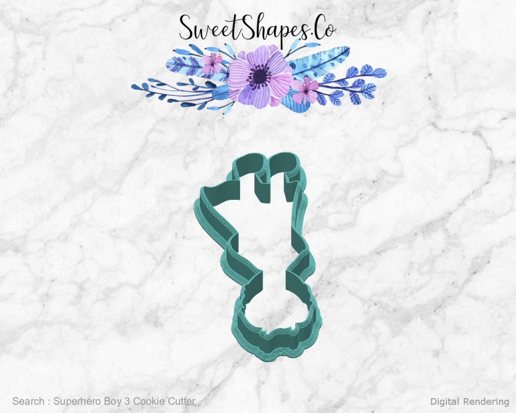 Superhero Boy 3 Cookie Cutter — back view