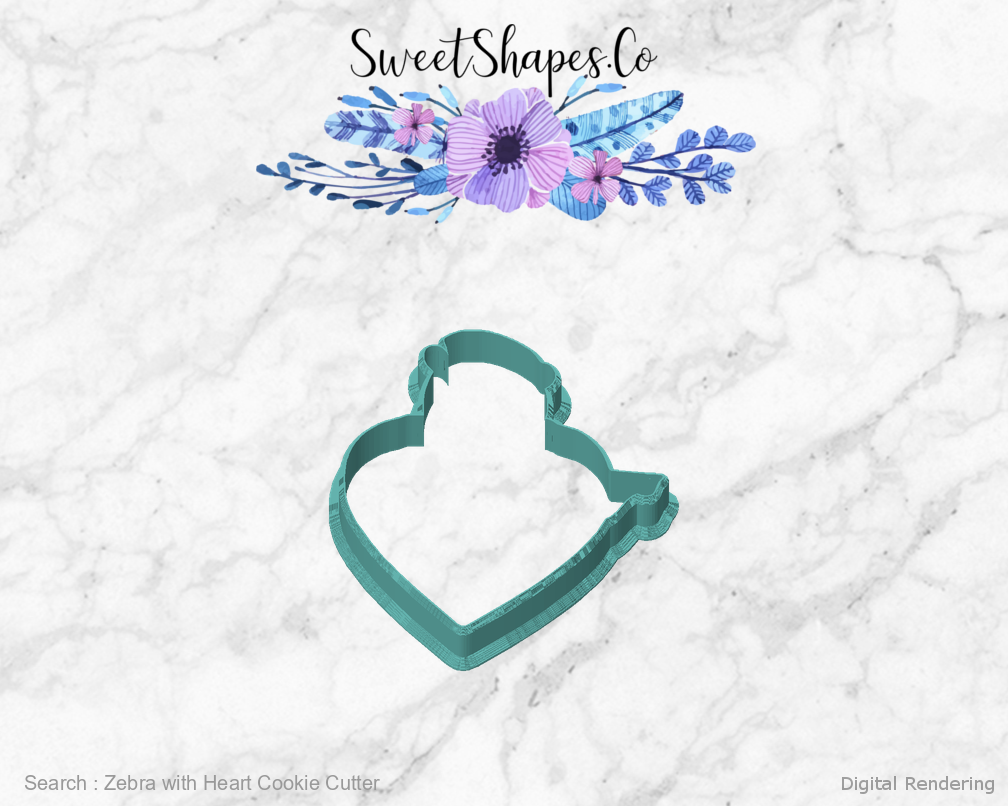 Zebra with Heart Cookie Cutter — front view