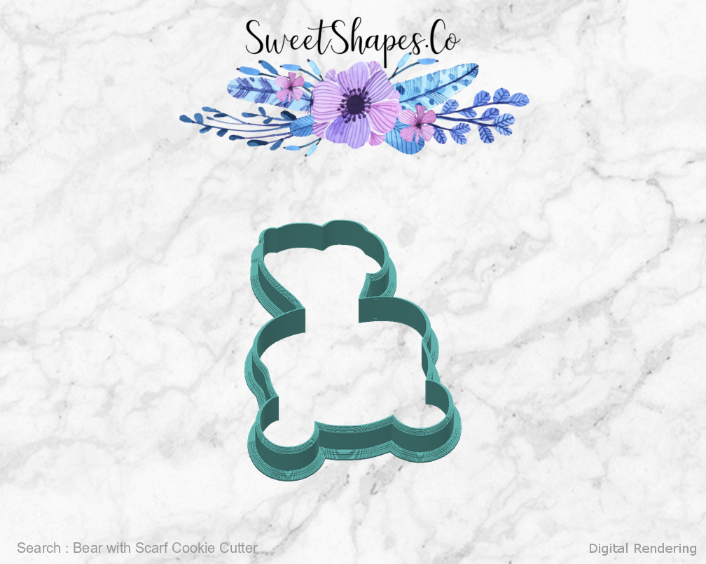 Bear with Scarf Cookie Cutter — back view