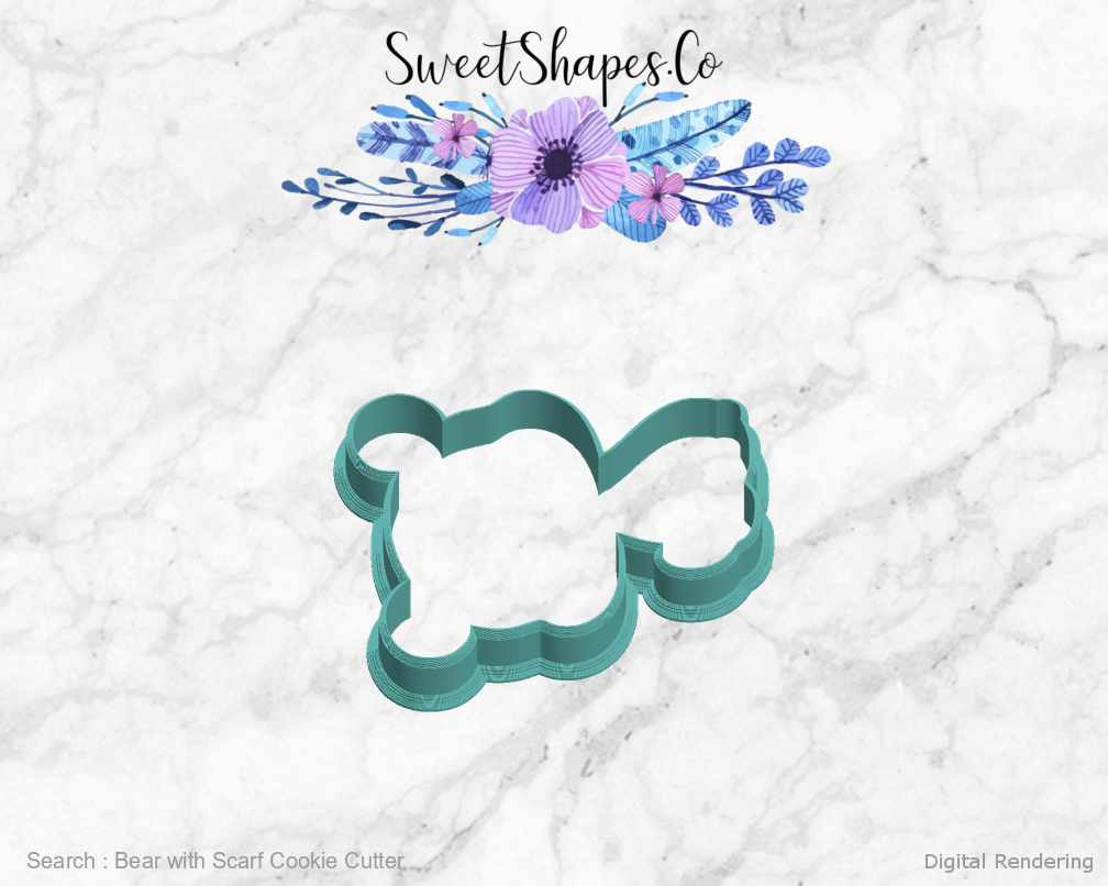 Bear with Scarf Cookie Cutter — left view