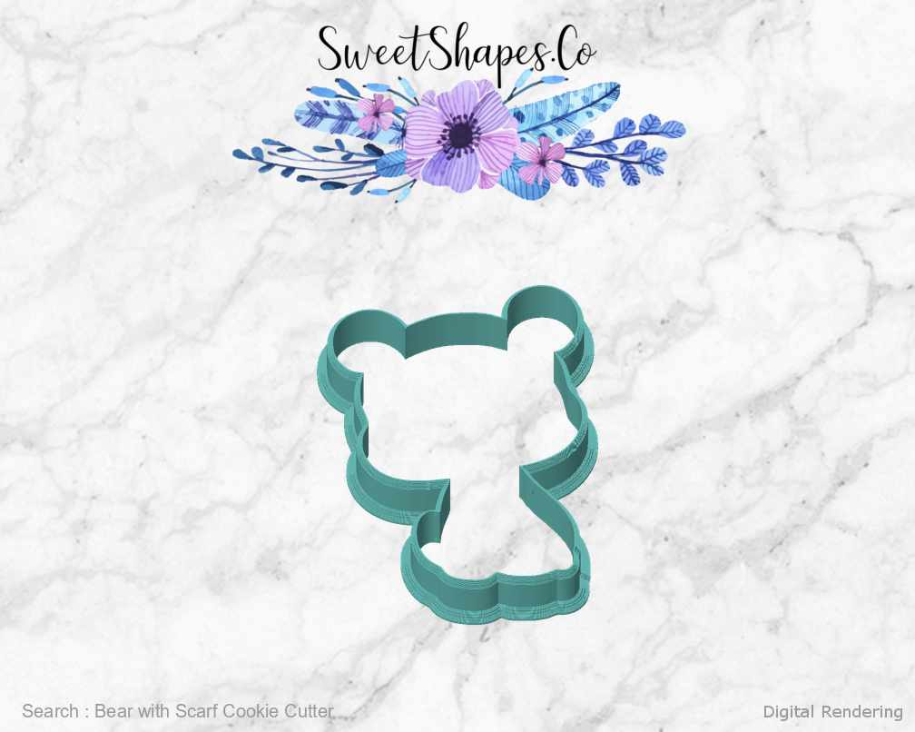 Bear with Scarf Cookie Cutter — front view