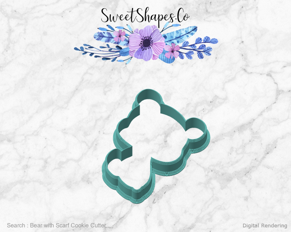Bear with Scarf Cookie Cutter — angled front view