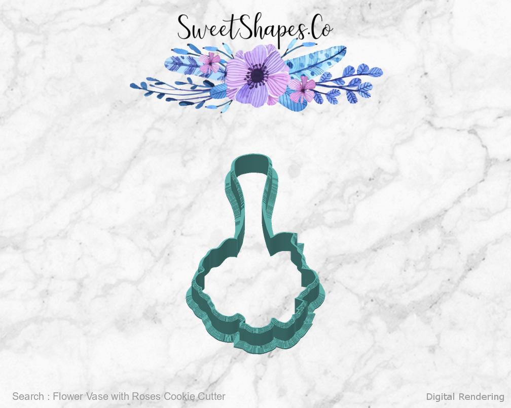 Flower Vase with Roses Cookie Cutter — back view