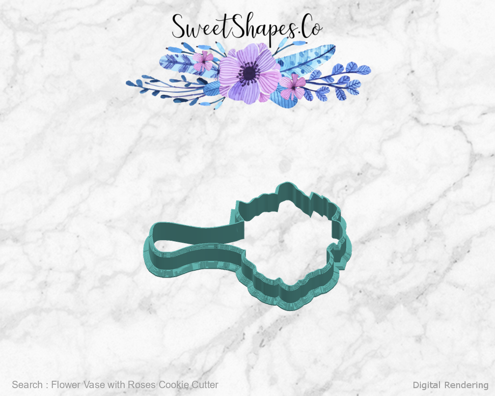 Flower Vase with Roses Cookie Cutter — right view