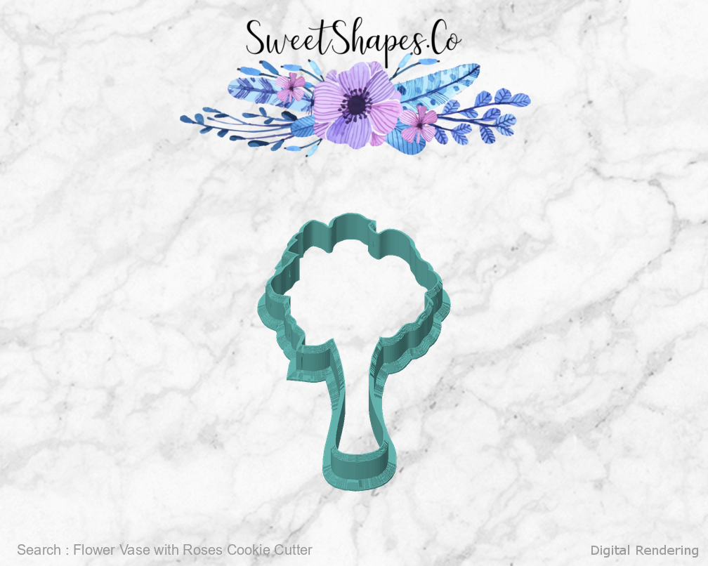 Flower Vase with Roses Cookie Cutter — front view