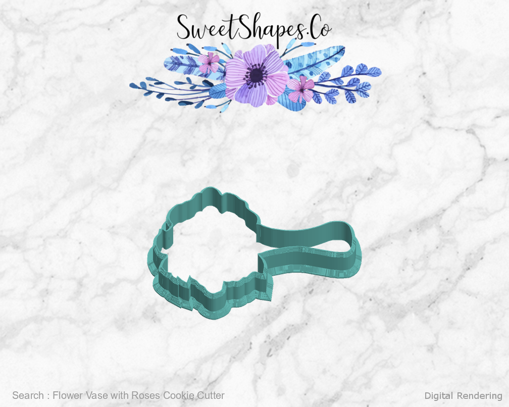 Flower Vase with Roses Cookie Cutter — left view