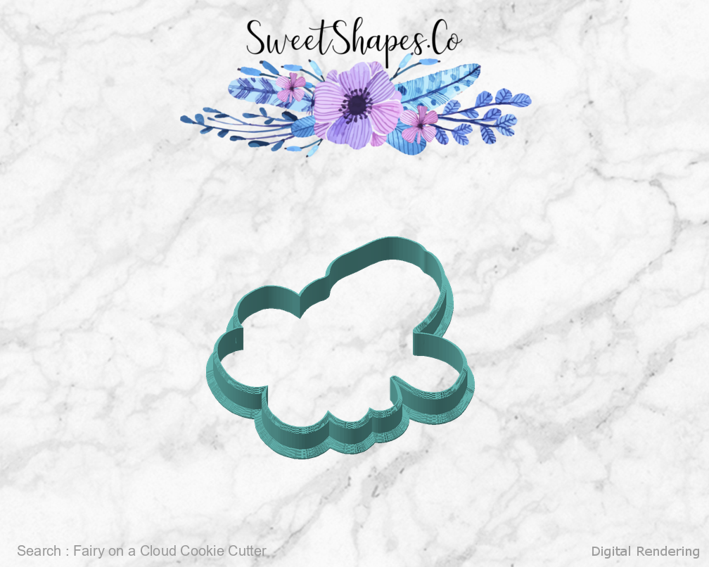 Fairy on a Cloud Cookie Cutter — angled front view