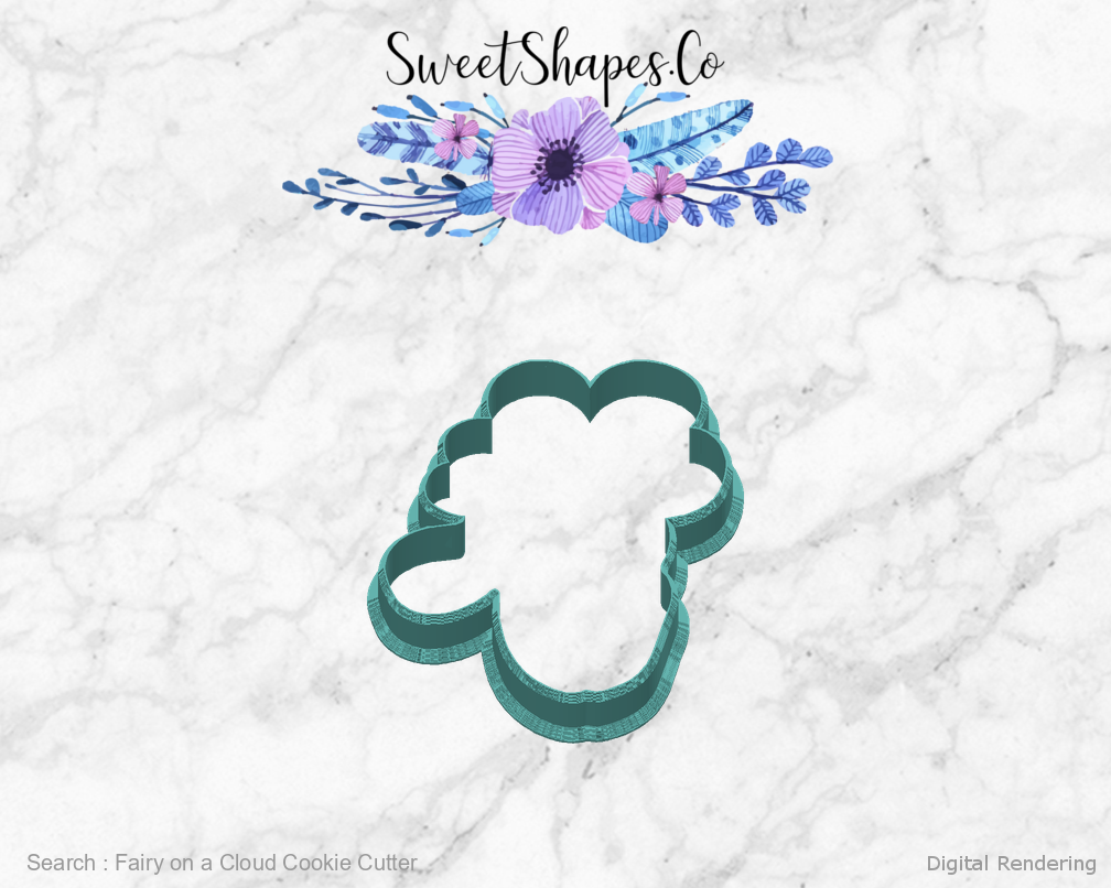Fairy on a Cloud Cookie Cutter — back view