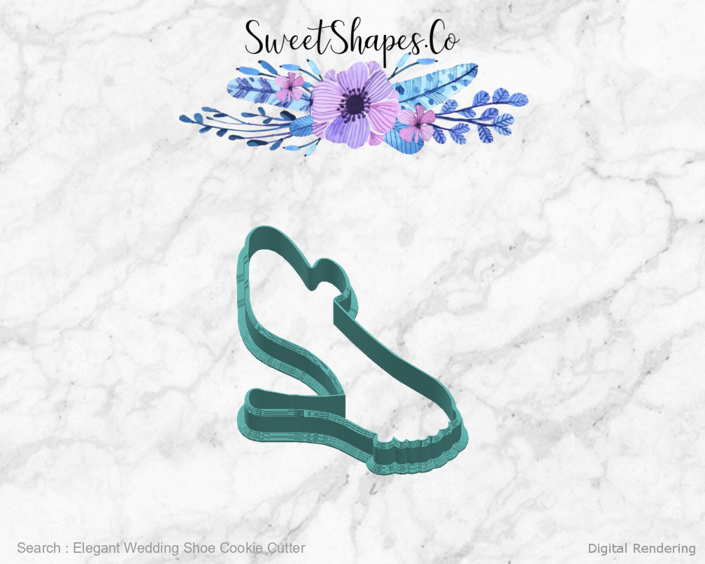 Elegant Wedding Shoe Cookie Cutter — right view