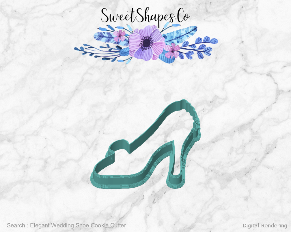 Elegant Wedding Shoe Cookie Cutter — front view