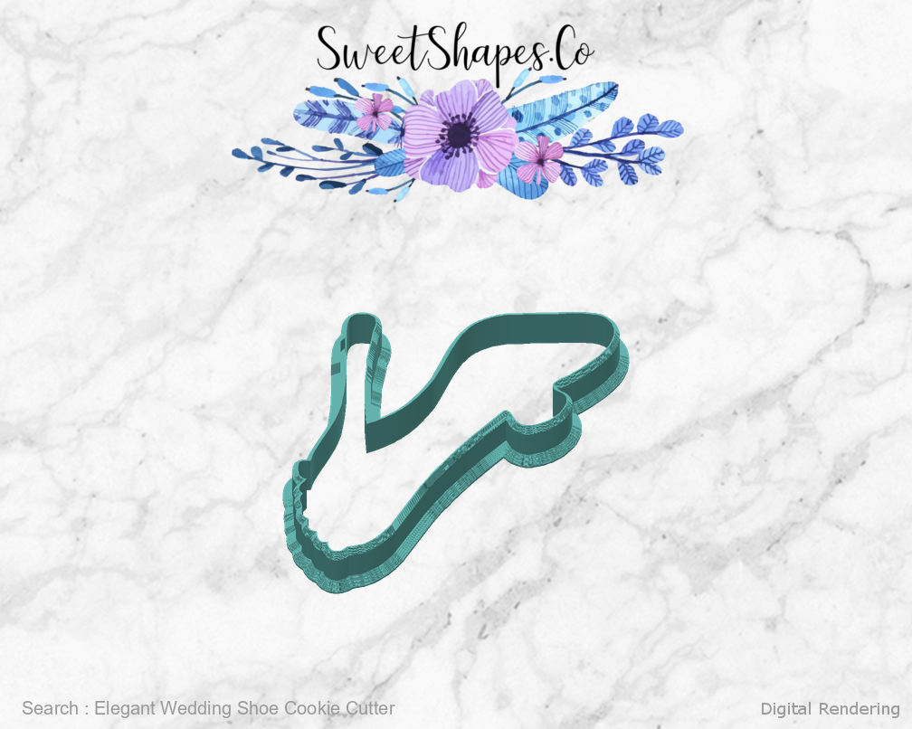 Elegant Wedding Shoe Cookie Cutter — back view