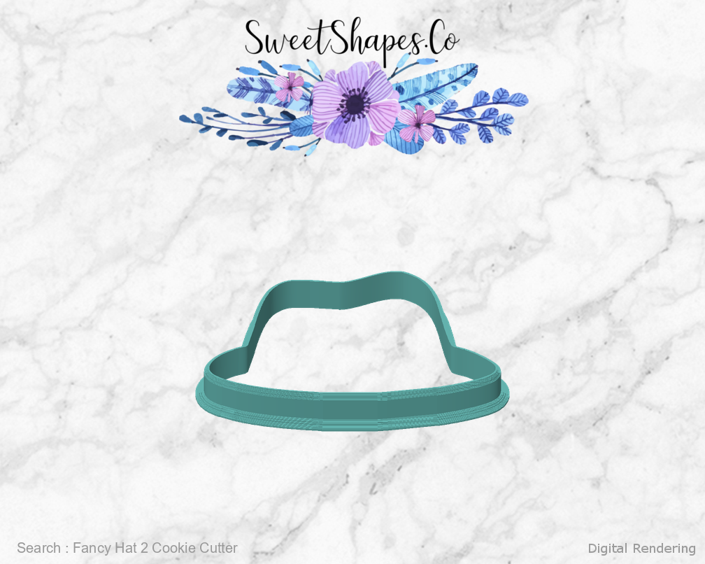 Fancy Hat 2 Cookie Cutter — front view