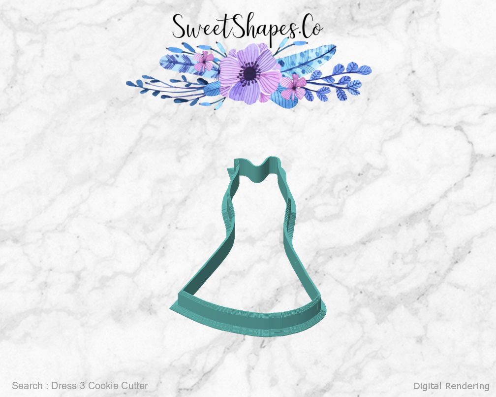 Dress 3 Cookie Cutter — front view