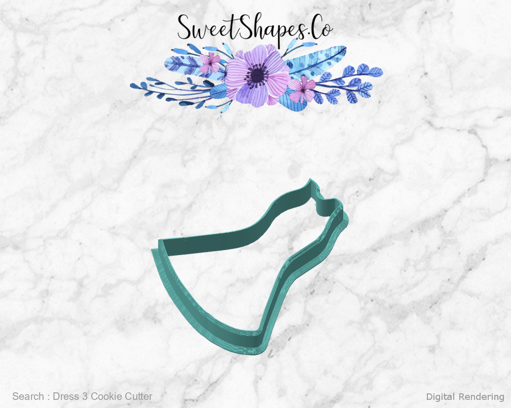 Dress 3 Cookie Cutter — angled front view