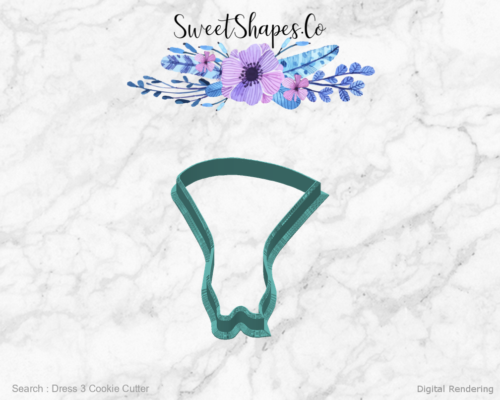 Dress 3 Cookie Cutter — back view