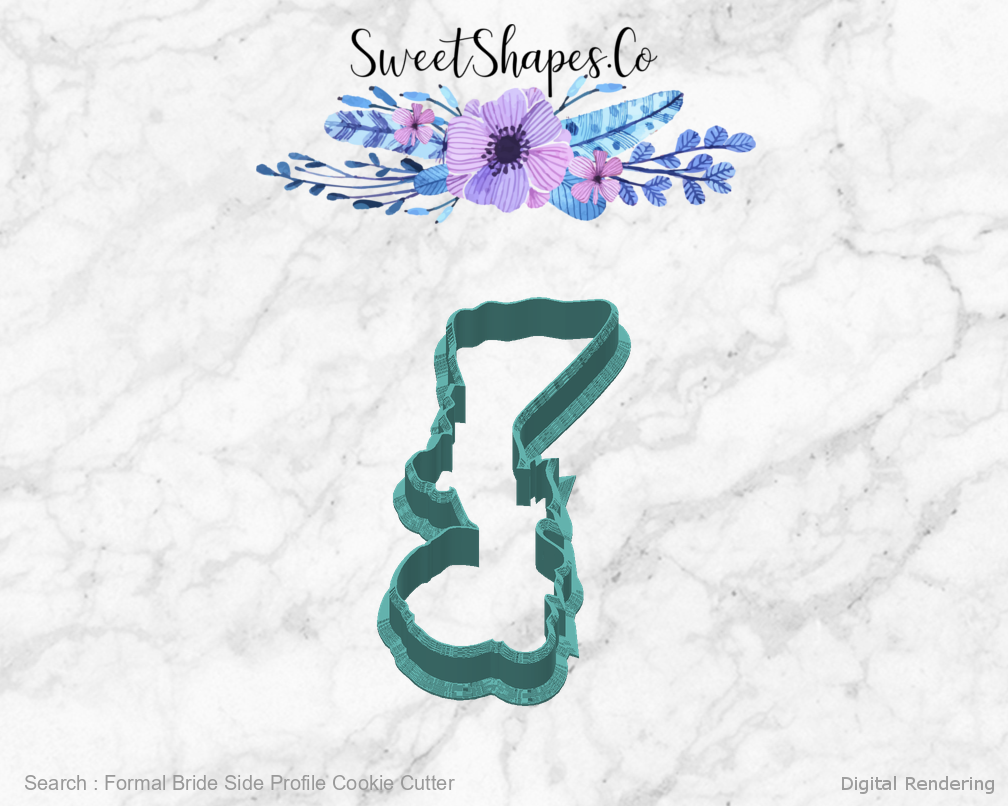 Formal Bride Side Profile Cookie Cutter — back view
