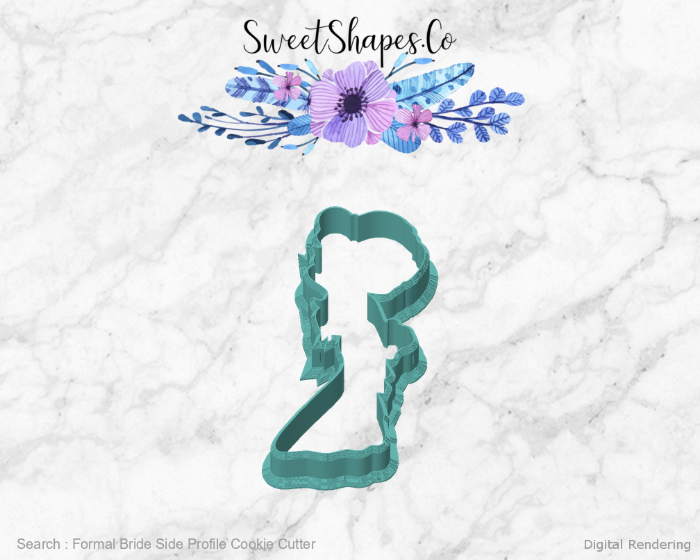 Formal Bride Side Profile Cookie Cutter — front view