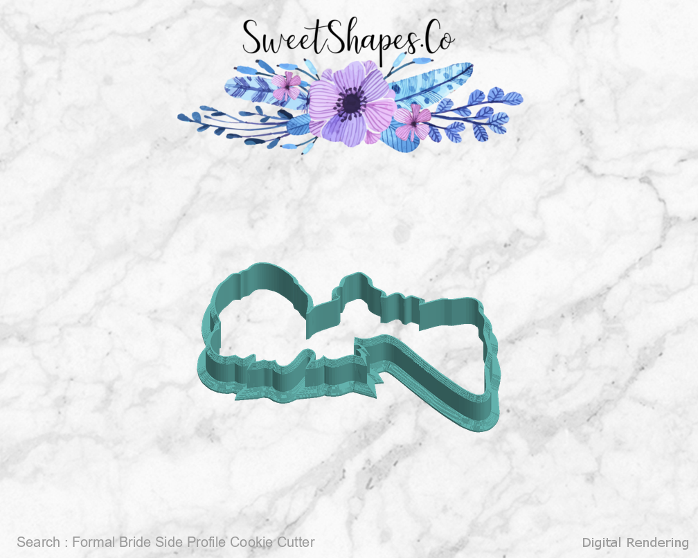 Formal Bride Side Profile Cookie Cutter — left view