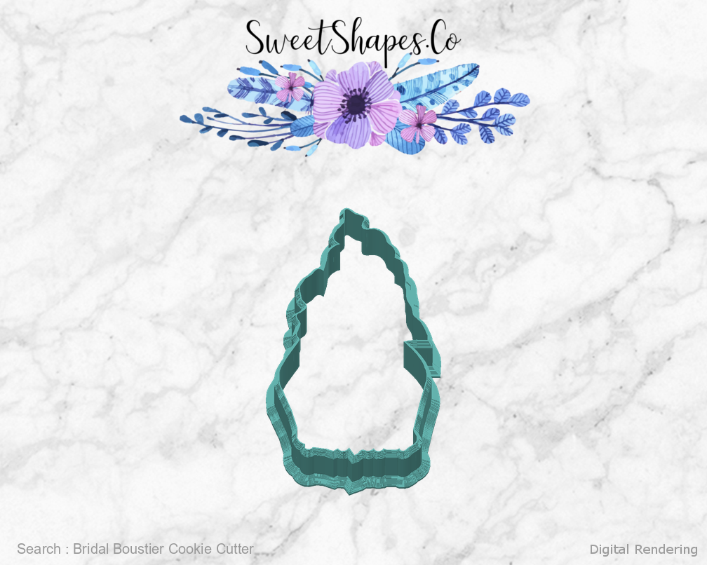 Bridal Boustier Cookie Cutter — back view