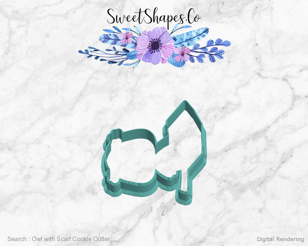 Owl with Scarf Cookie Cutter — left view