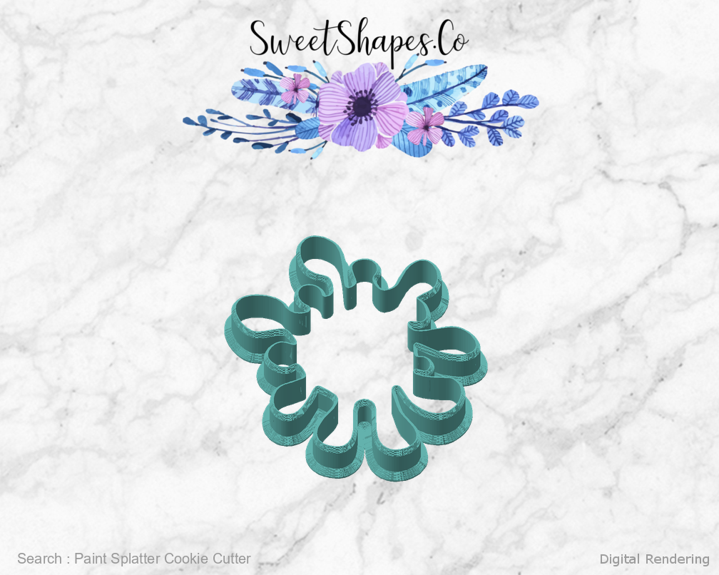 Paint Splatter Cookie Cutter — angled front view