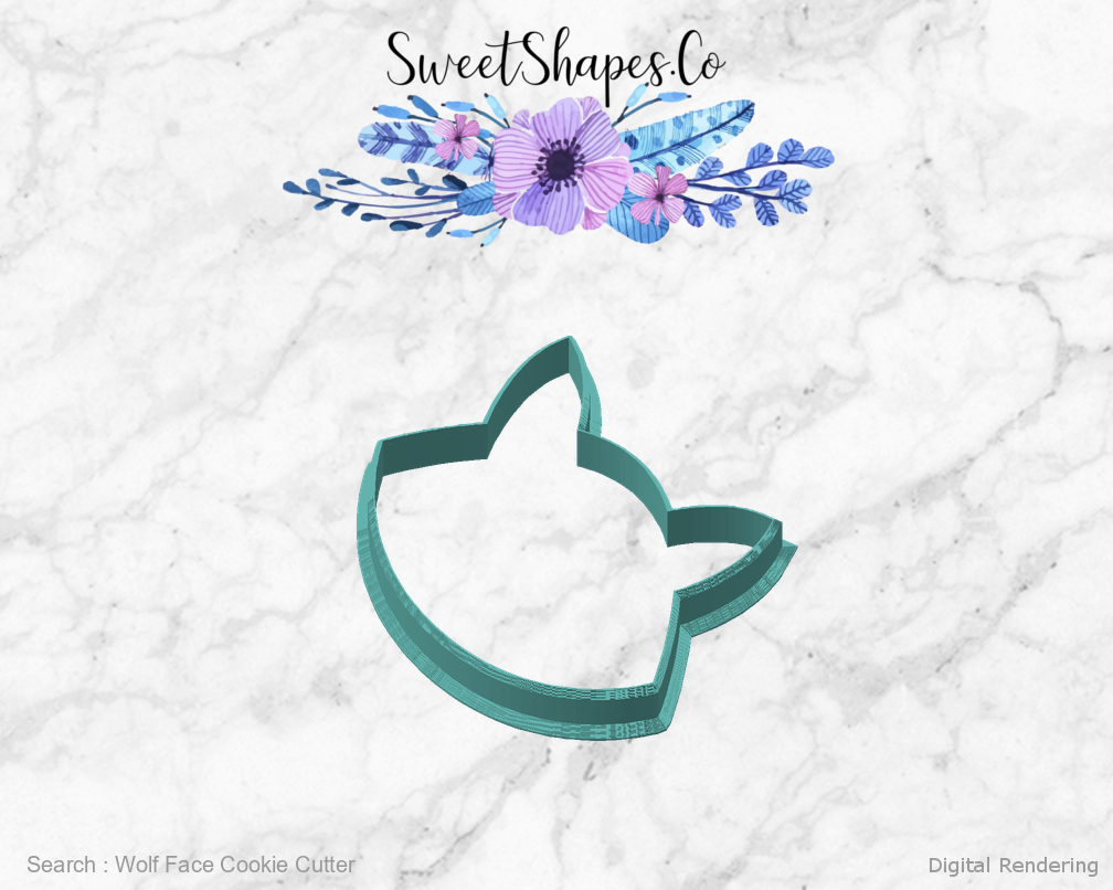 Wolf Face Cookie Cutter — angled front view