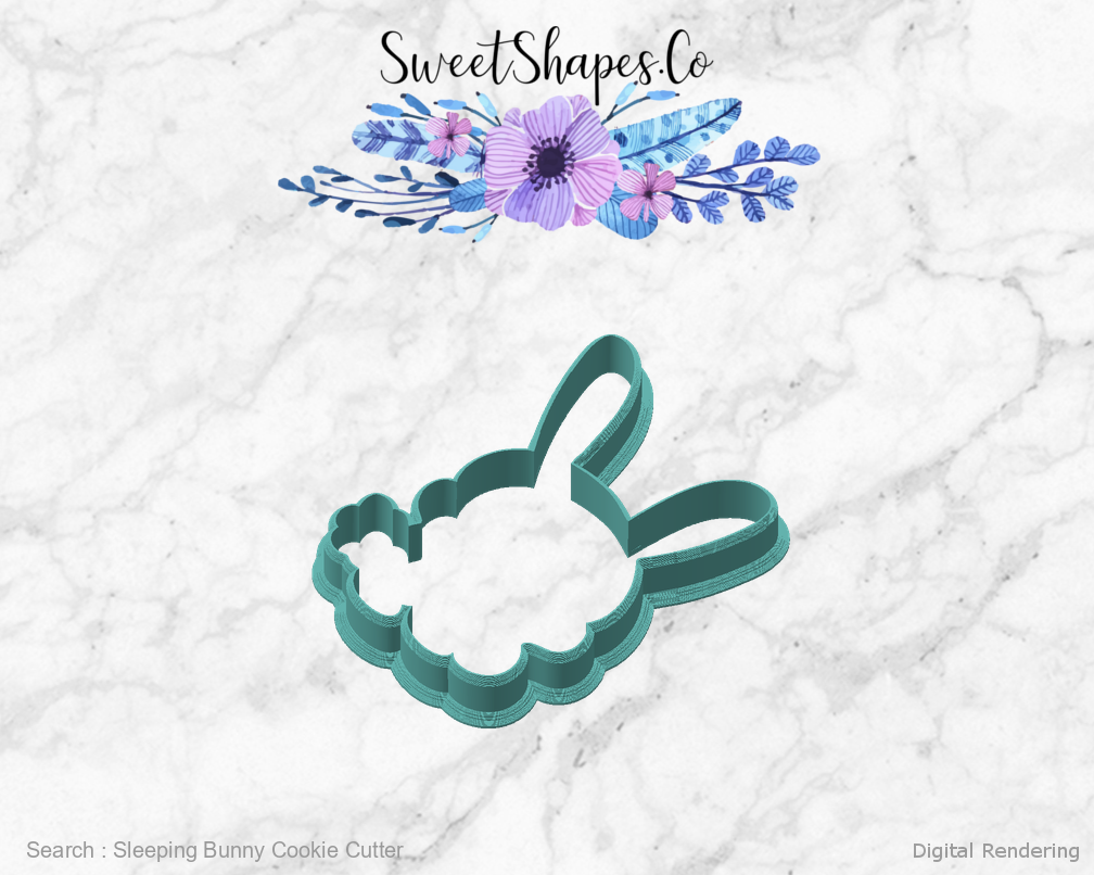 Sleeping Bunny Cookie Cutter — angled front view