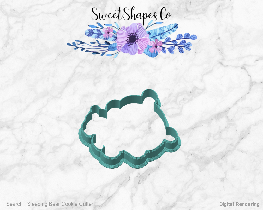 Sleeping Bear Cookie Cutter — angled front view