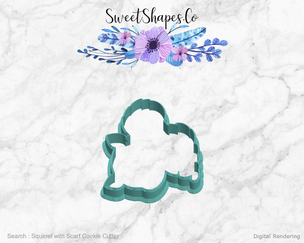 Squirrel with Scarf Cookie Cutter — left view