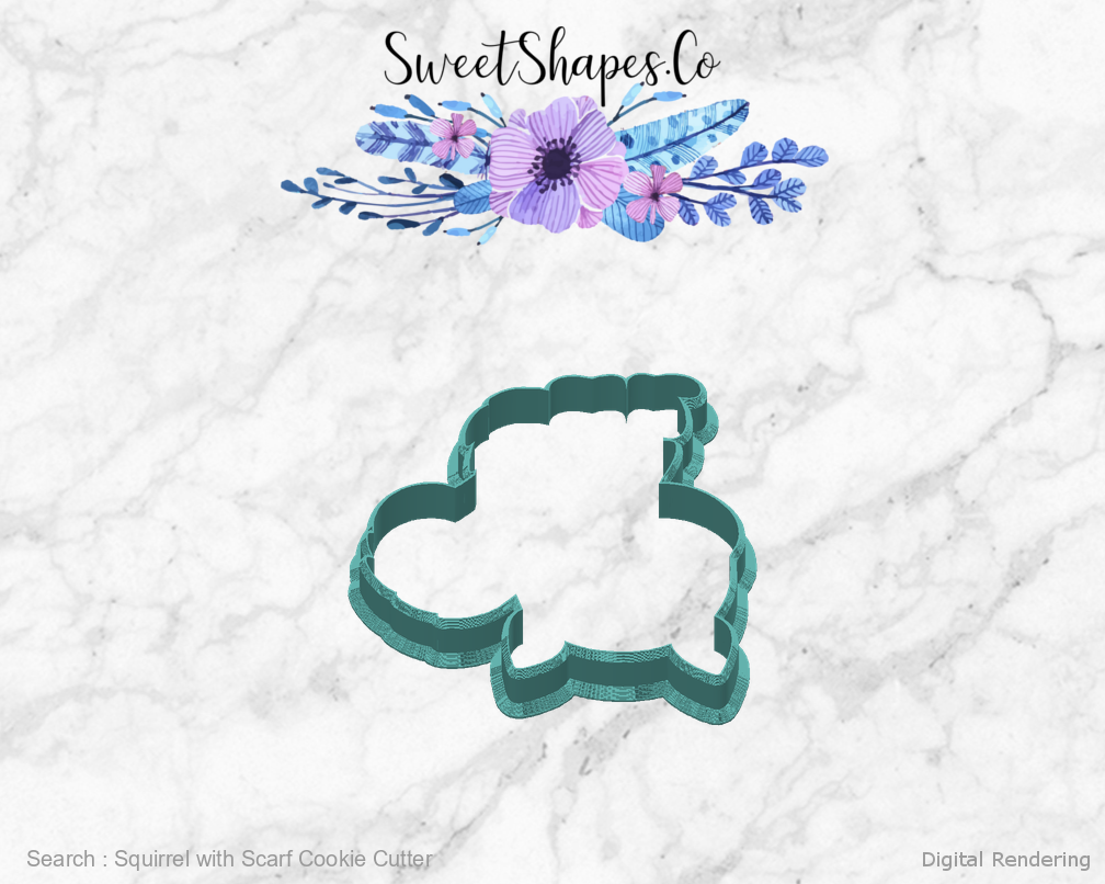 Squirrel with Scarf Cookie Cutter — back view