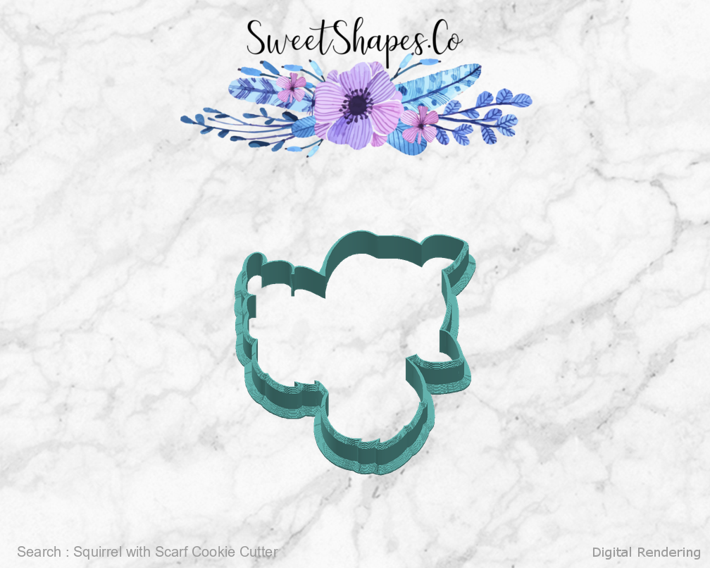 Squirrel with Scarf Cookie Cutter — right view