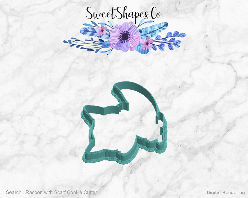 Racoon with Scarf Cookie Cutter — left view