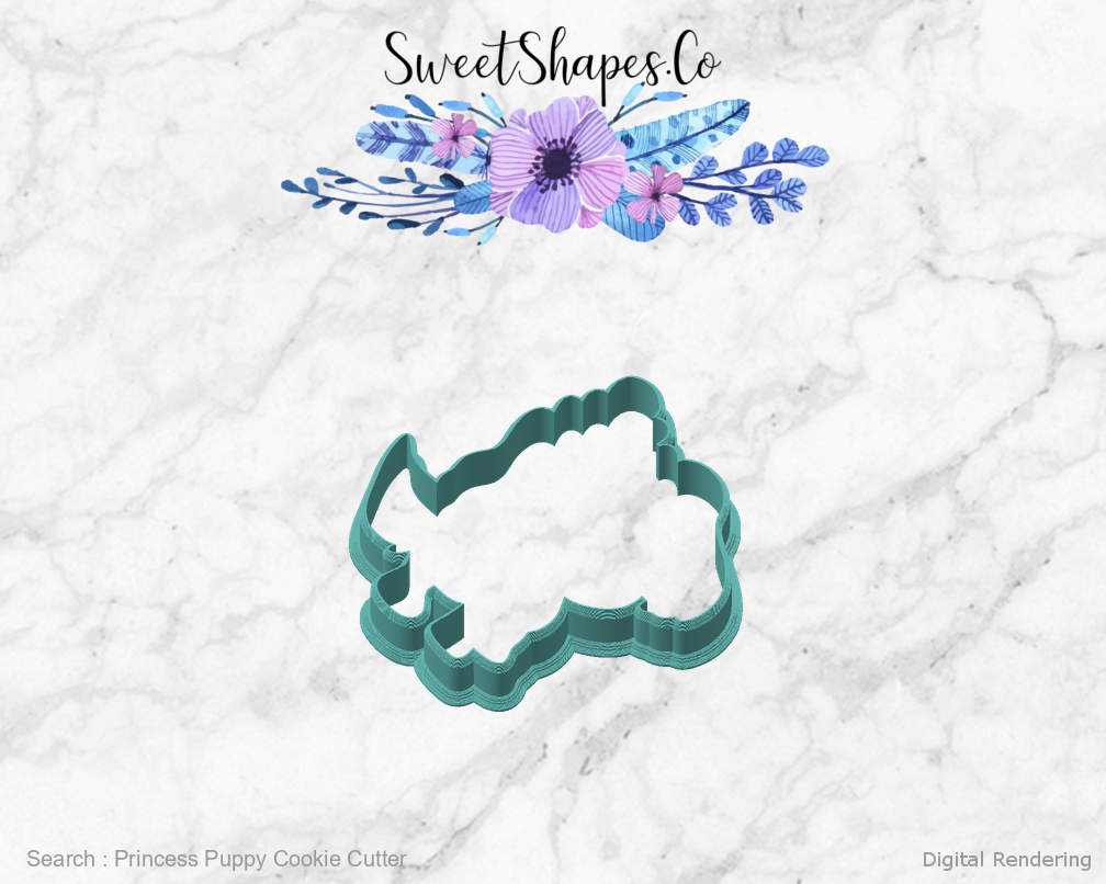Princess Puppy Cookie Cutter — angled front view