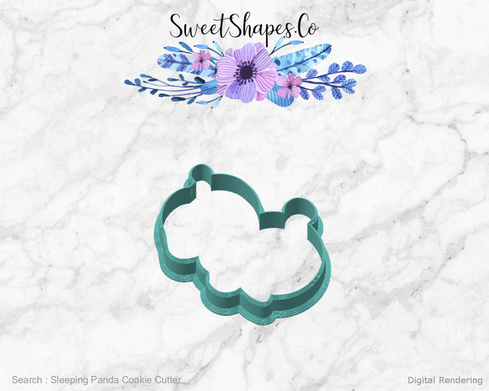 Sleeping Panda Cookie Cutter — angled front view