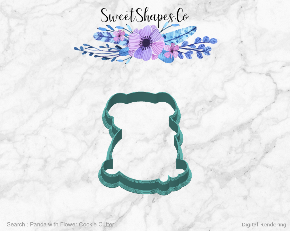 Panda with Flower Cookie Cutter — back view
