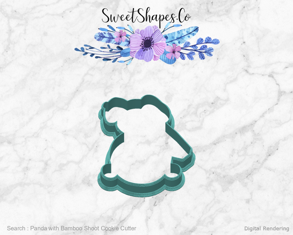 Panda with Bamboo Shoot Cookie Cutter — back view