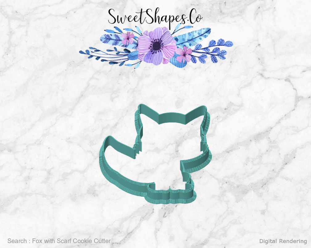Fox with Scarf Cookie Cutter — front view
